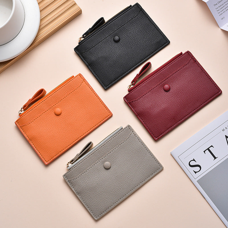 Strukturiertes Leder Zip Kartenhalter Karnz