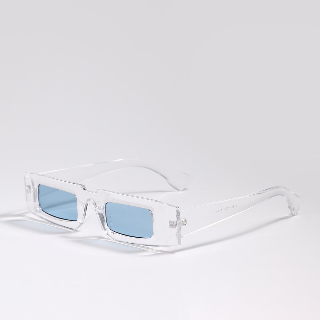 Damen modische geometrische Sonnenbrille mit transparentem Rahmen und polarisierenden Gläsern Karnz