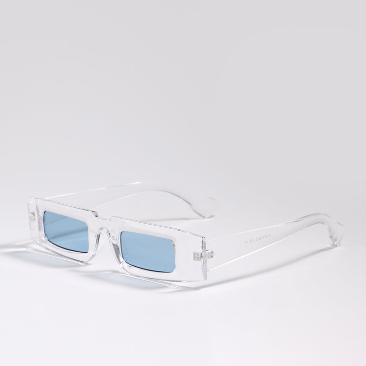 Damen modische geometrische Sonnenbrille mit transparentem Rahmen und polarisierenden Gläsern Karnz