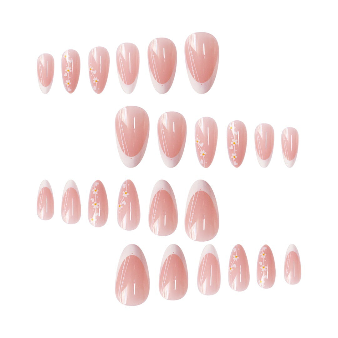 Künstlerisches florales Farbverlauf Press-On Nagelset Karnz