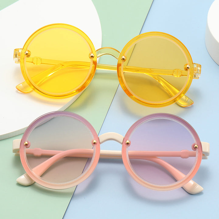 Damen Runde Sonnenbrille mit transparentem Rahmen Karnz