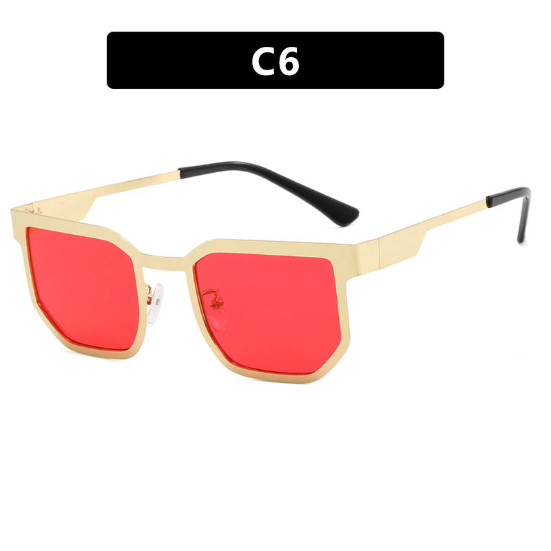 Damenmoderne Sonnenbrille im trendigen rechteckigen Design mit schmalem Metallrahmen Karnz