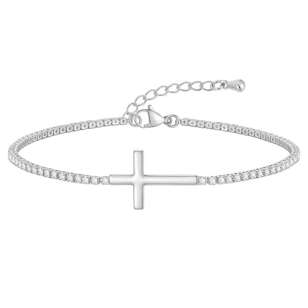 Kristallverziertes Kreuz Charme Armband Karnz