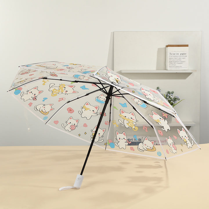 Damen transparente Reißverschluss-Mäppchen mit niedlichen Katzenmotiven Karnz