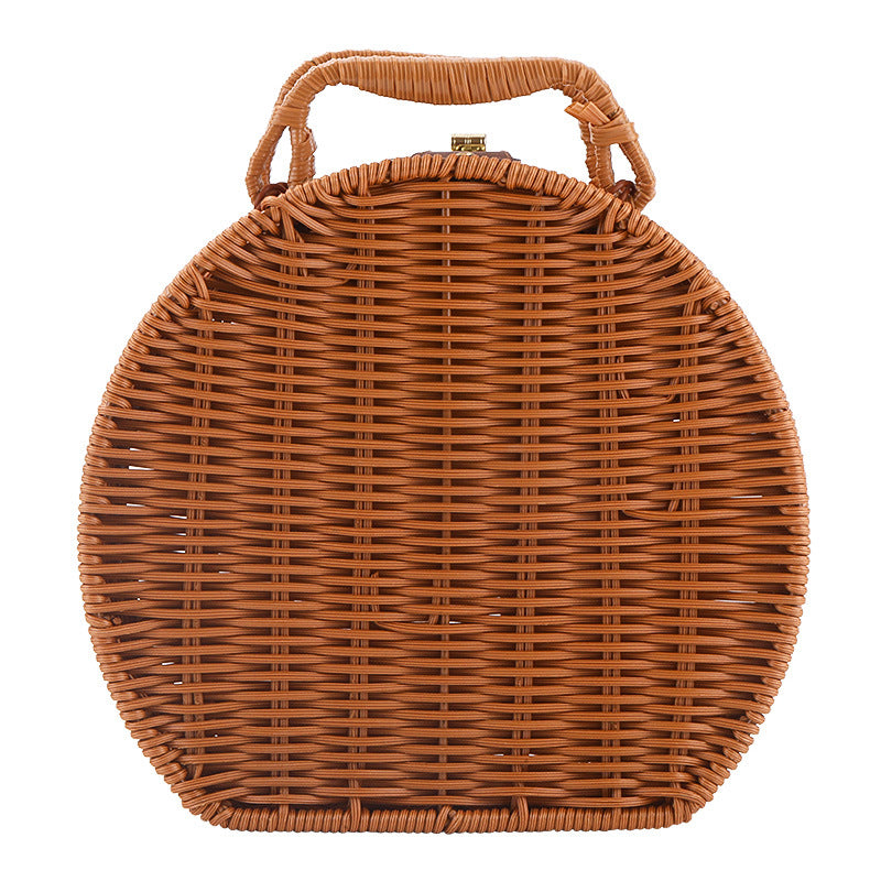 Damen Runde Wicker Handtasche Karnz
