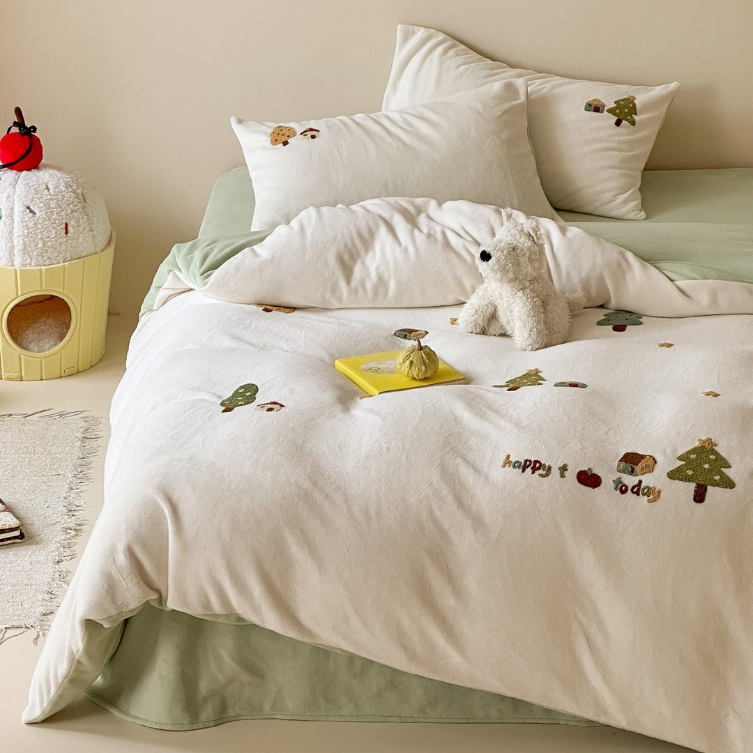 Bettwäsche-Set mit bestickten Cupcake-Motiven und weicher Baumwollmischung