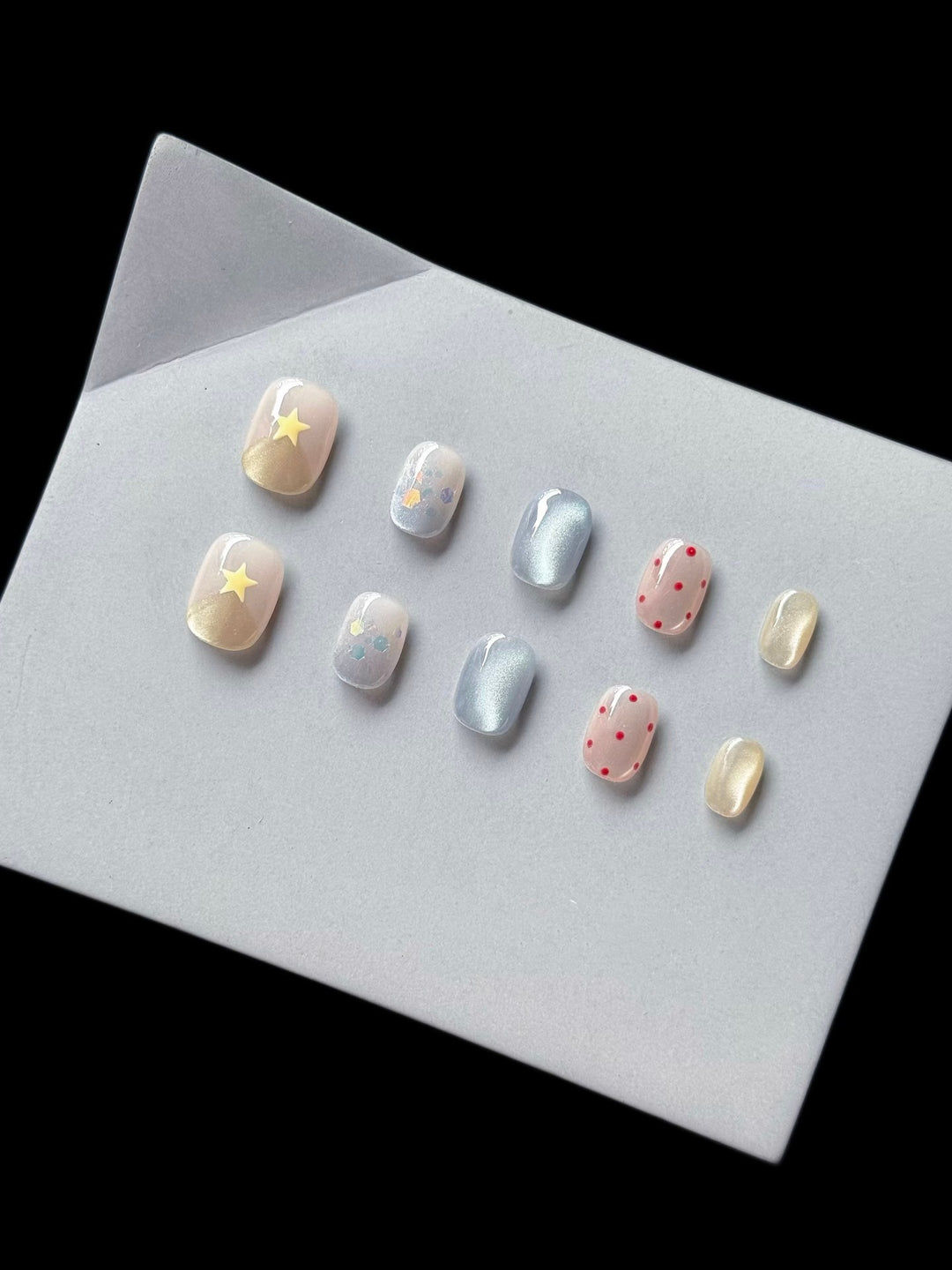 Künstlerisches Druck-Nagelkunstset mit Sternen und Punkten