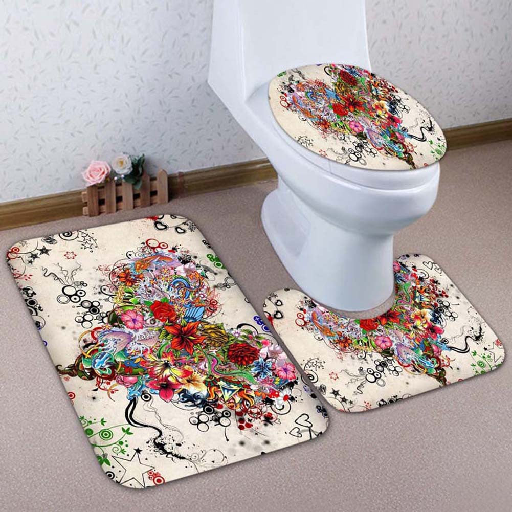 Künstlerisches Löwen-Motiv Badezimmermatten-Set