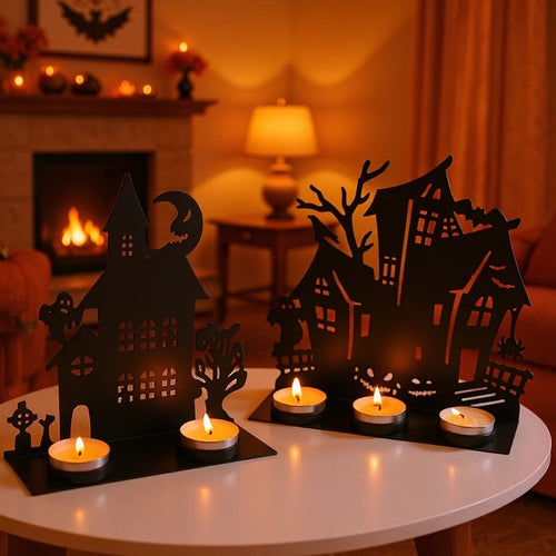 Haunted House Metall Teelichthalter Deko Karnz