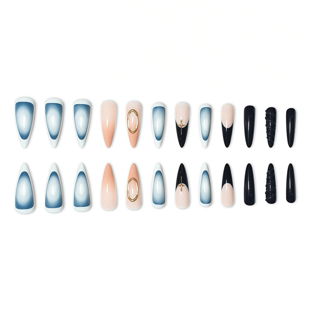 Elegante Stiletto-Nagelerweiterungen mit einzigartigen Akzenten Karnz