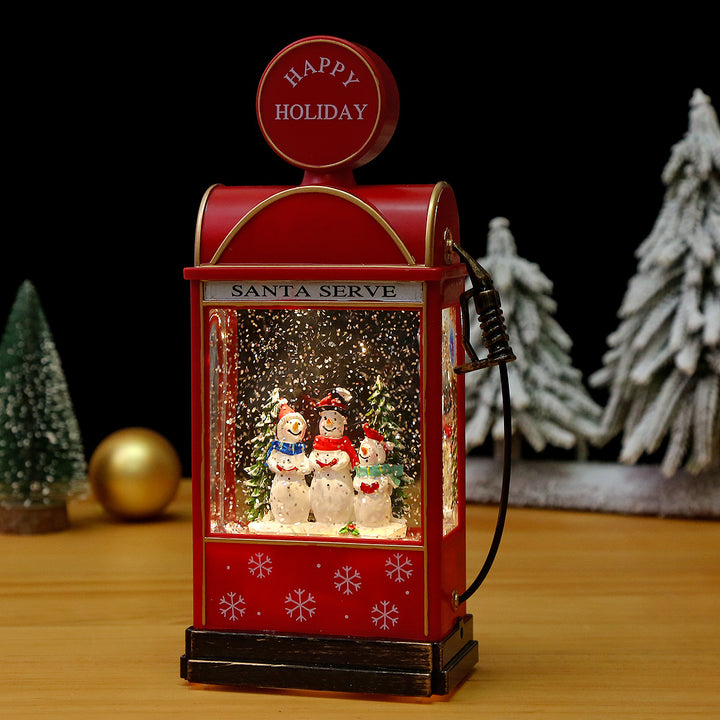 Nostalgische Weihnachtslaterne mit bewegter Schneemann-Szene Karnz