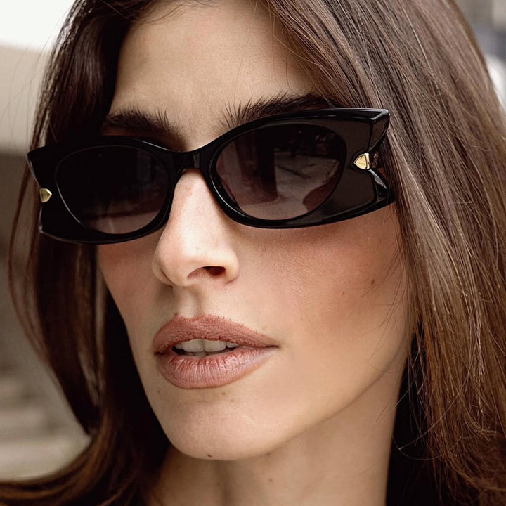Damen Cat-Eye Sonnenbrille mit stilvollem Einsatz aus Metall und UV-Schutz Karnz