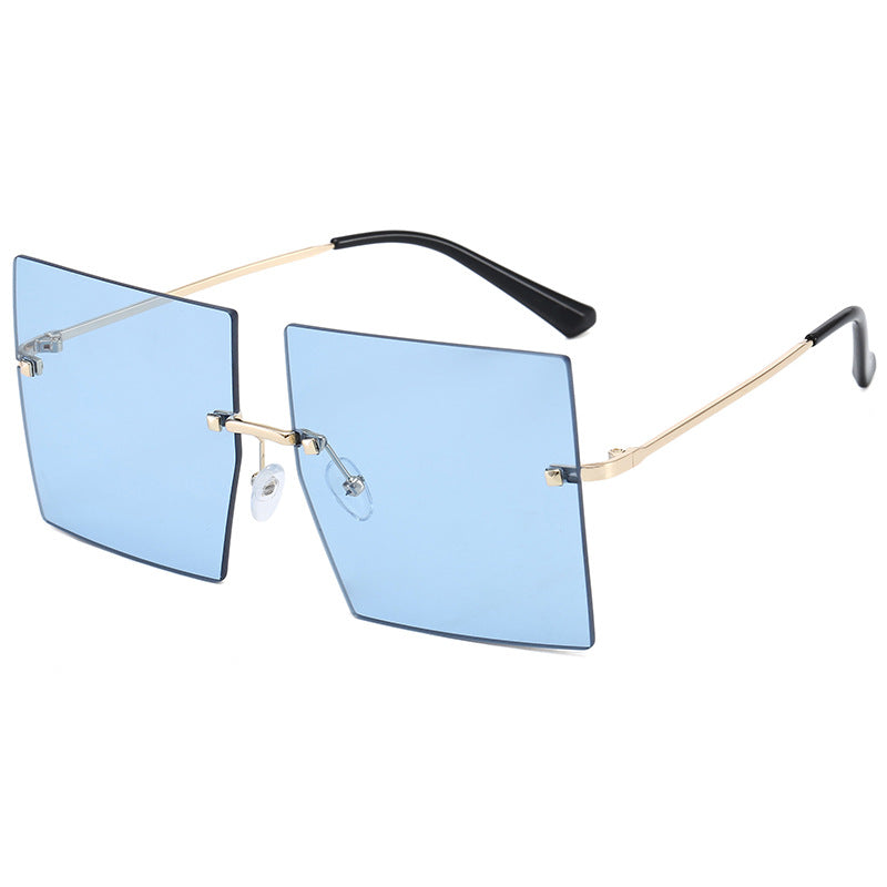 Damen moderne geometrische Sonnenbrille mit filigranem Metallrahmen Karnz
