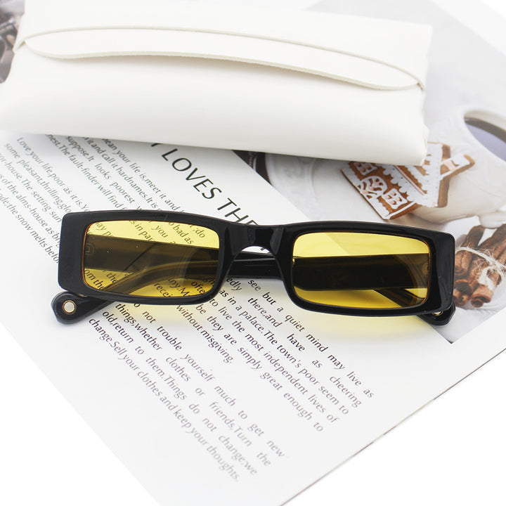 Damen modische rechteckige Sonnenbrille mit strukturiertem Rahmen Karnz