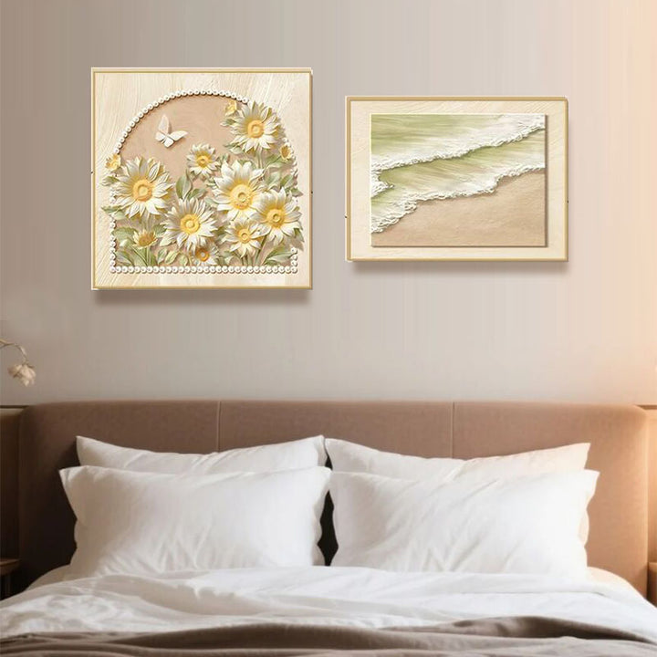 Elegante Blumenreiche Relief Wanddekoration