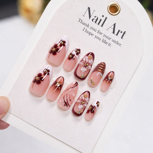 Florales Design Acryl Nagelkunst