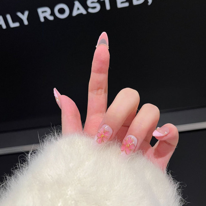 Artisan Floral-Themed Press-On Nails Set Karnz