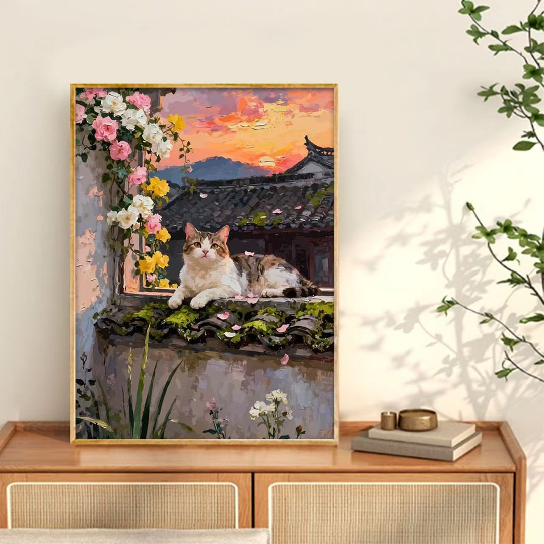 Gähnende Katze Leinwand Wandkunst Druck Karnz