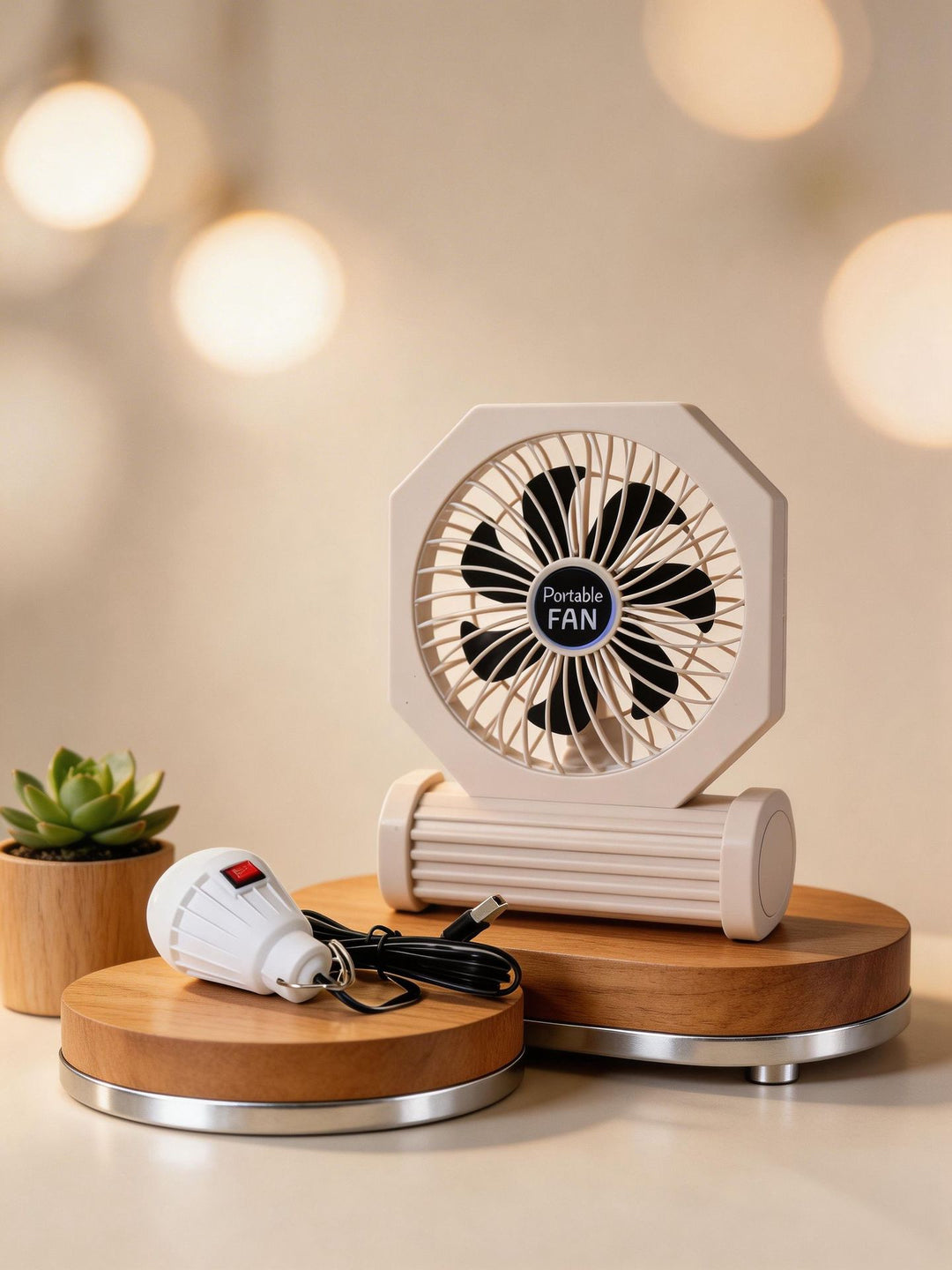 Damen tragbarer Tischventilator mit USB-Anschluss und schwenkbarem Kopf Karnz