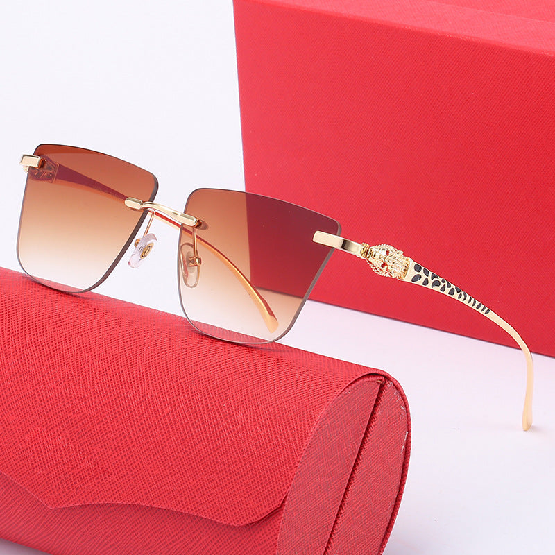 Damen Geometrische Sonnenbrille mit elegantem goldfarbenen Detail Karnz