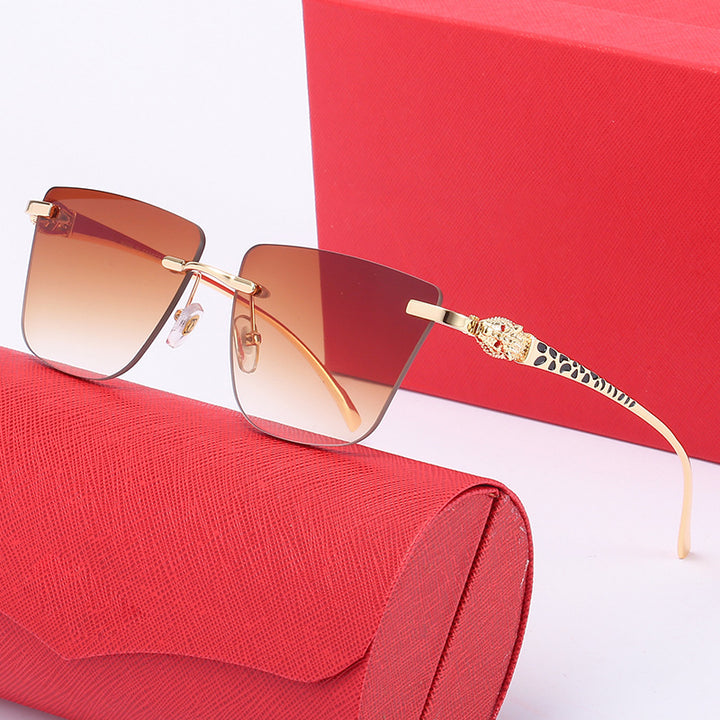 Damen Geometrische Sonnenbrille mit elegantem goldfarbenen Detail Karnz
