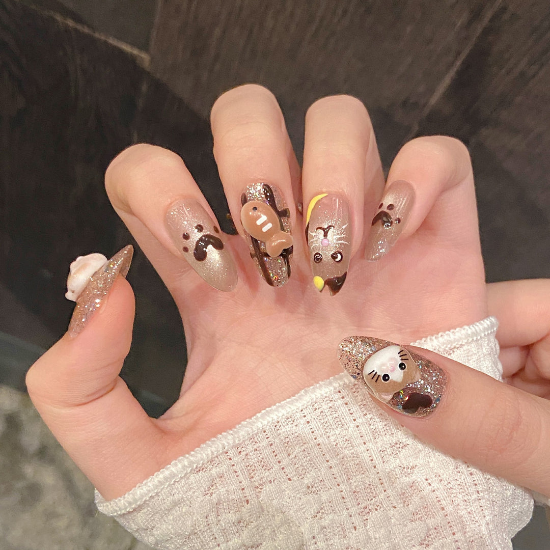 Verspieltes Tiermotiv Press-On Nail Set