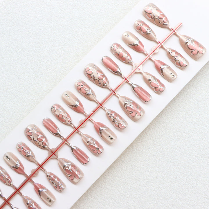 Elegantes floral design press-on nagel set Karnz