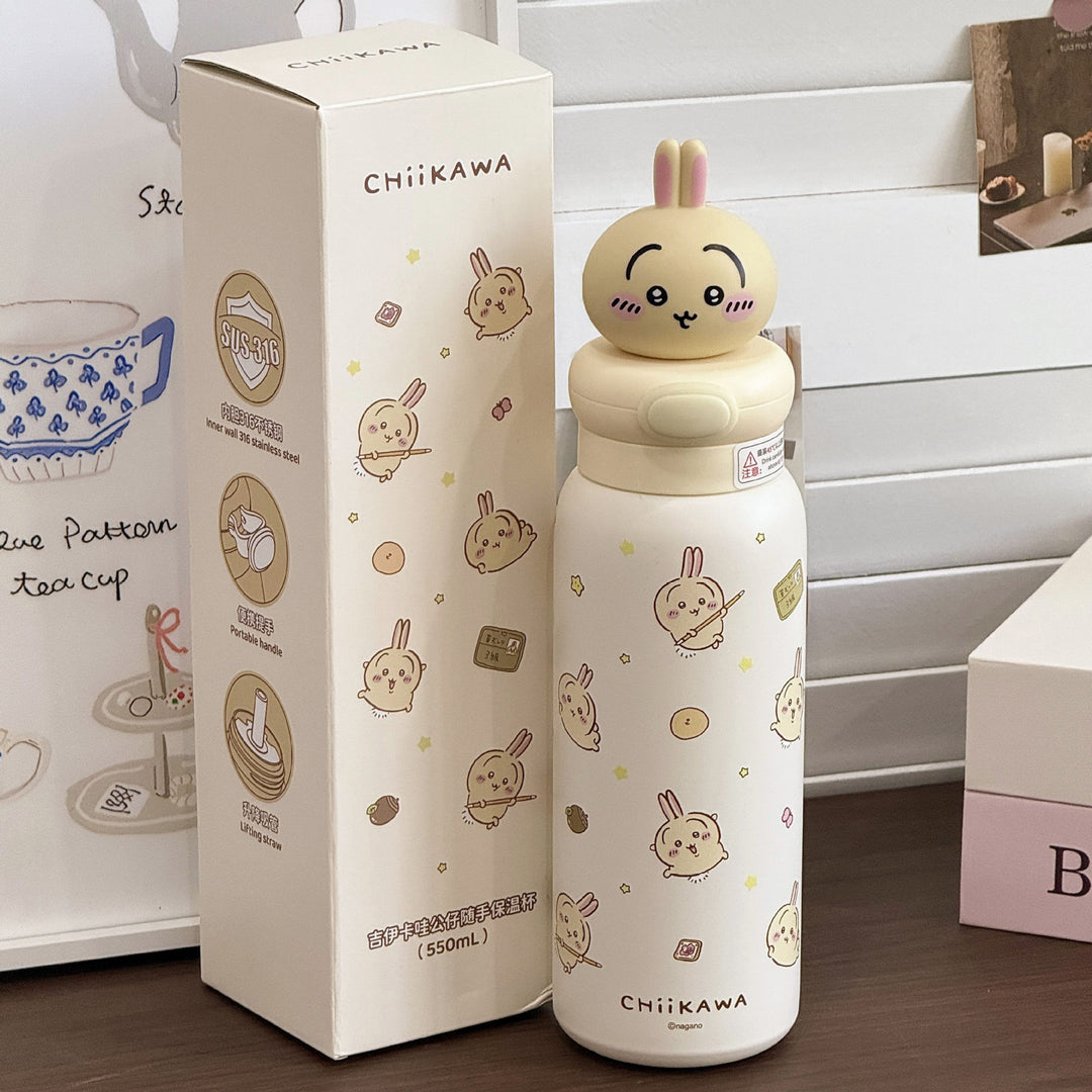 Damen Edelstahl Trinkflasche mit interaktivem Tierkopfdesign Karnz