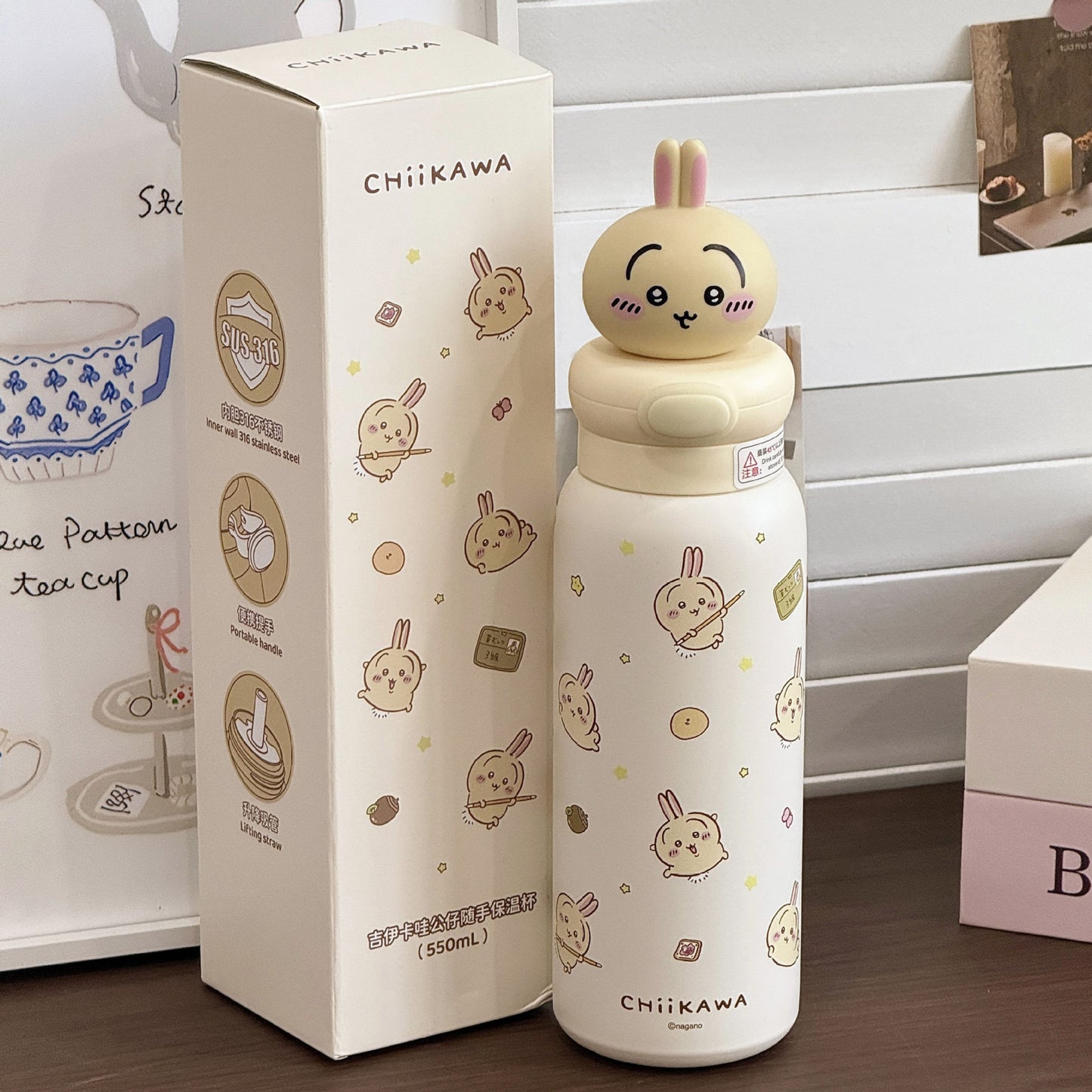Damen Edelstahl Trinkflasche mit interaktivem Tierkopfdesign Karnz
