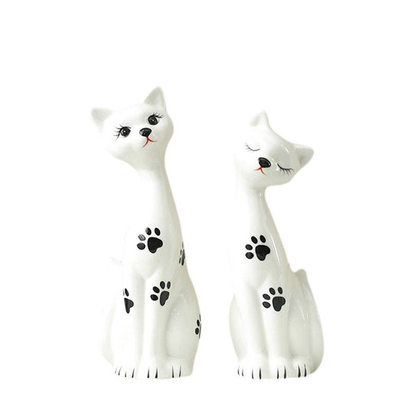 Verspieltes Keramikkatzenfiguren-Set Karnz
