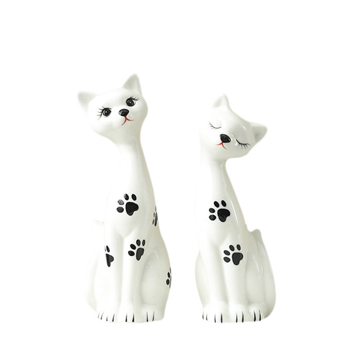 Verspieltes Keramikkatzenfiguren-Set Karnz