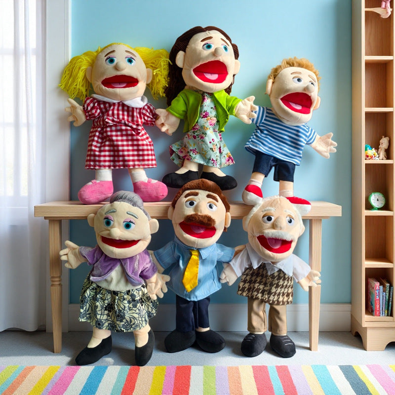 Handpuppe Plüsch Junge Charakter mit beweglichem Mund und weichem Stoffkörper Karnz