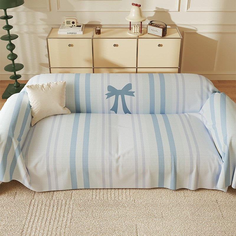Reversible Stretch Sofa Slipcover with Pastel Cartoon Patchwork Texture