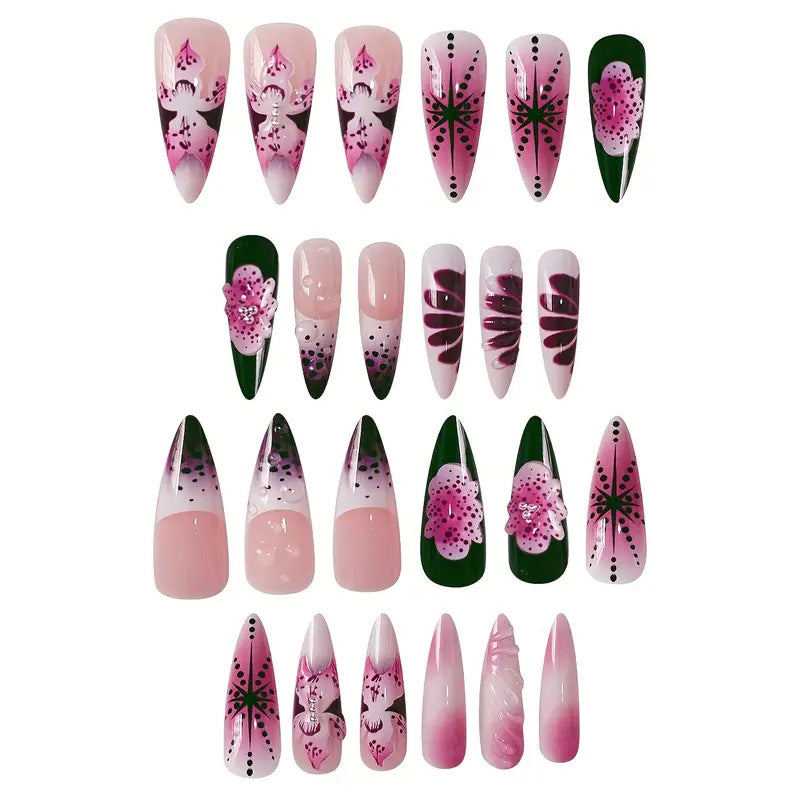 Premium Dekorative Stiletto Press-On Nagelkunst Karnz
