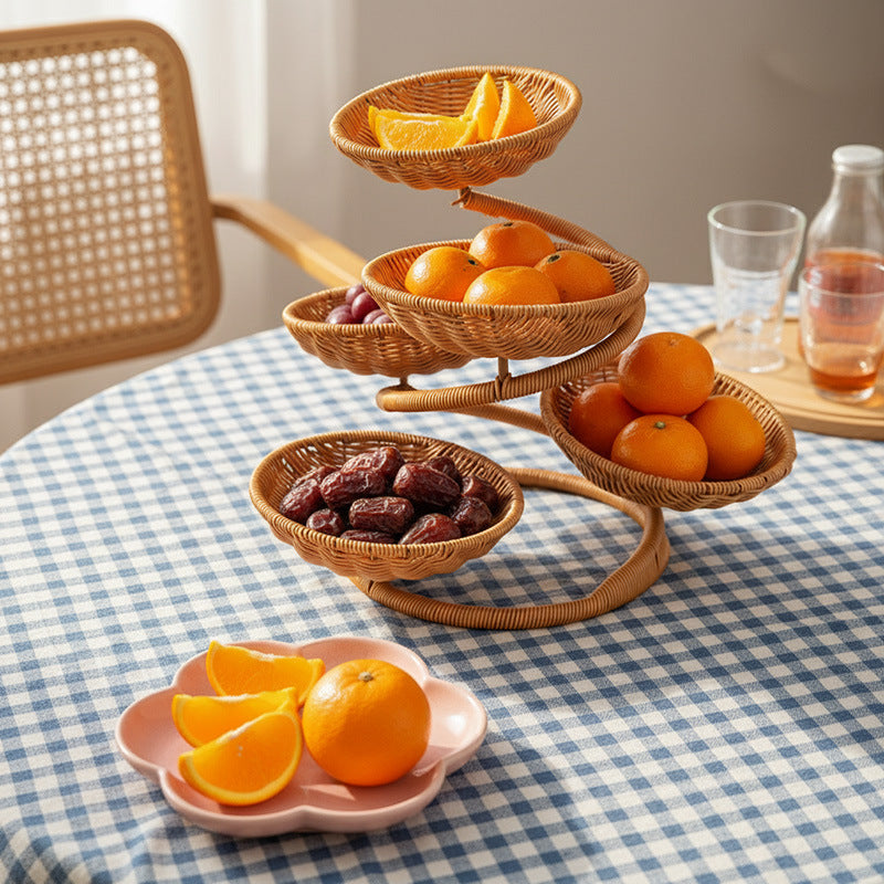 Mehrstufiger Rattan Obstständer Karnz
