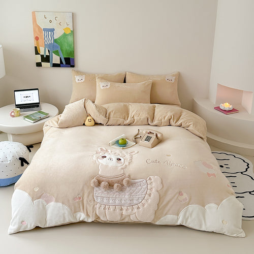 Plüsch gestickte Alpaka-Baumwoll-Bettwäsche mit wendemöbel