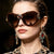 Damen extravagante Sonnenbrille mit floralen Kristallverzierungen Karnz