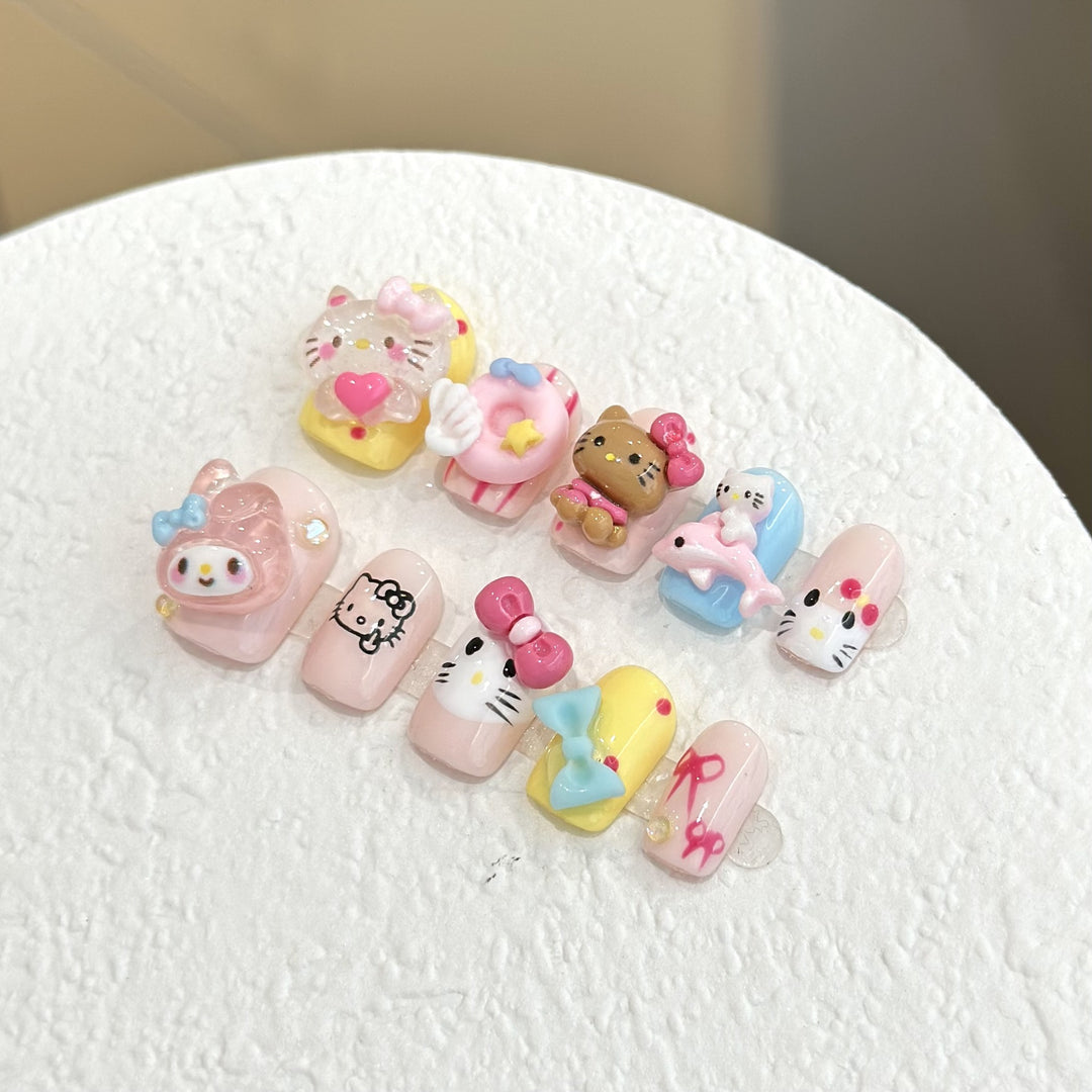 Verspielt Cartoon-Figur Press-On-Nagelset