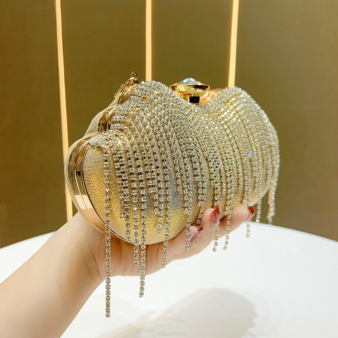 Glamouröse Kristallfransen Abendhandtasche