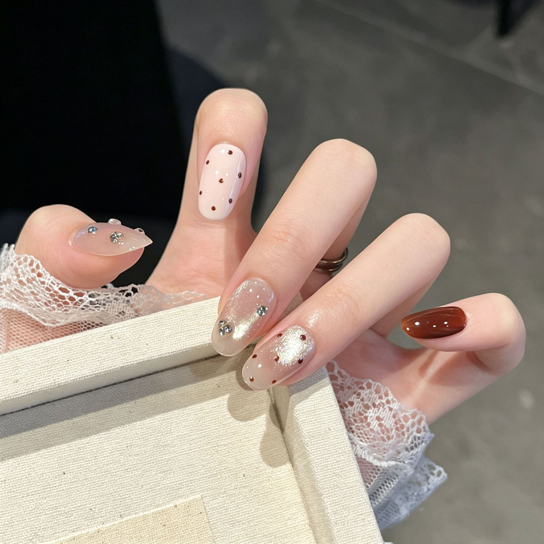 Premium Strass-Besetzte Press-On Nagelkunst Karnz