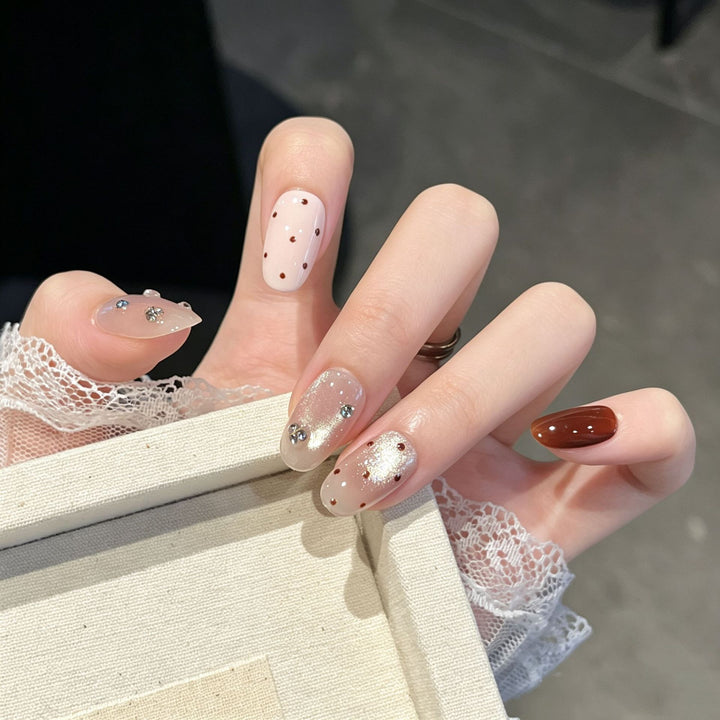 Premium Strass-Besetzte Press-On Nagelkunst Karnz