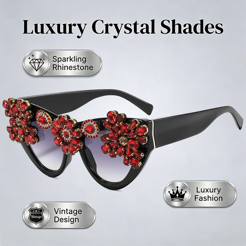 Damen extravagant verzierte Cat-Eye-Sonnenbrille Karnz