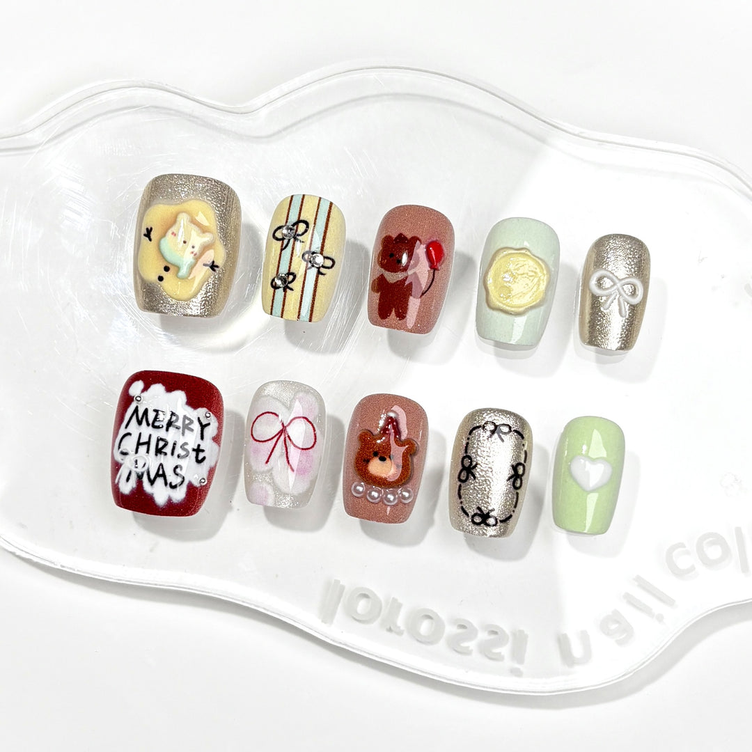 Festliches winterliches Press-On-Nagelset