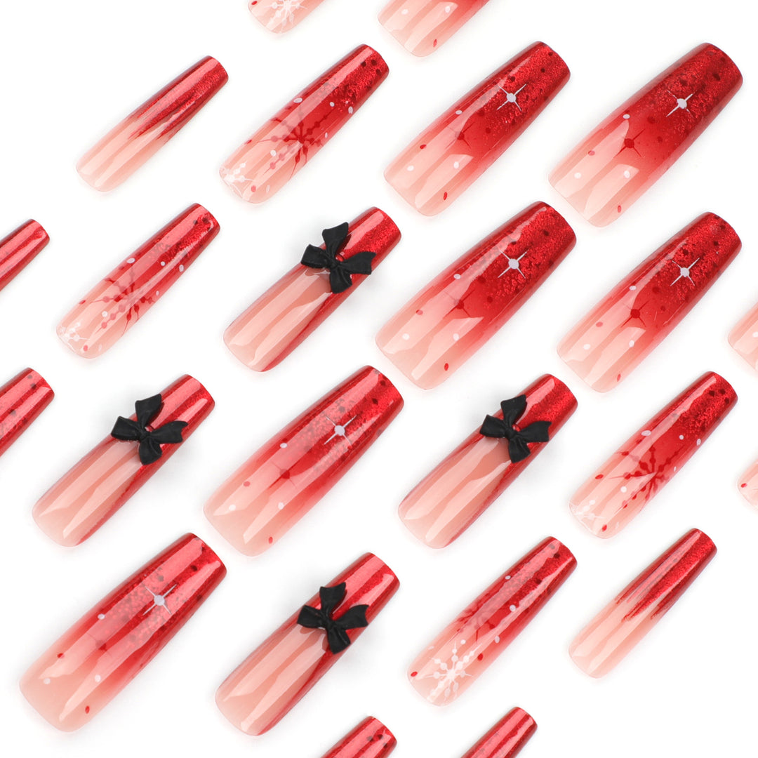 Künstliche Acryl-Nägel mit Glitzer- und Weihnachtsdesign Karnz