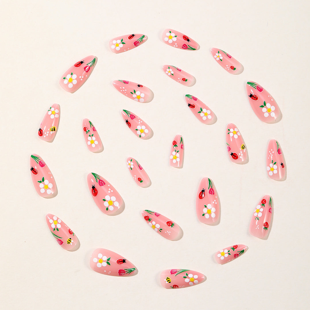 Blumenmuster Stiletto Nagelkunst Karnz