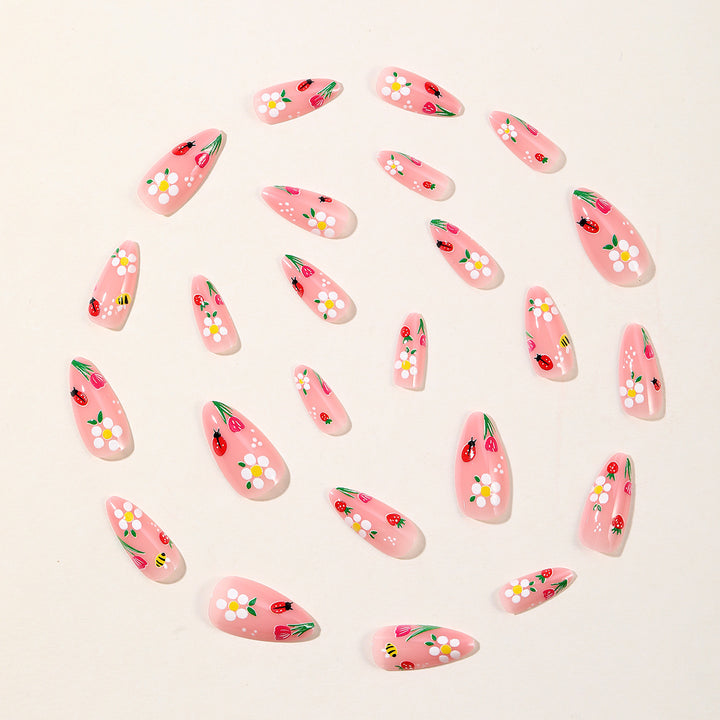 Blumenmuster Stiletto Nagelkunst Karnz