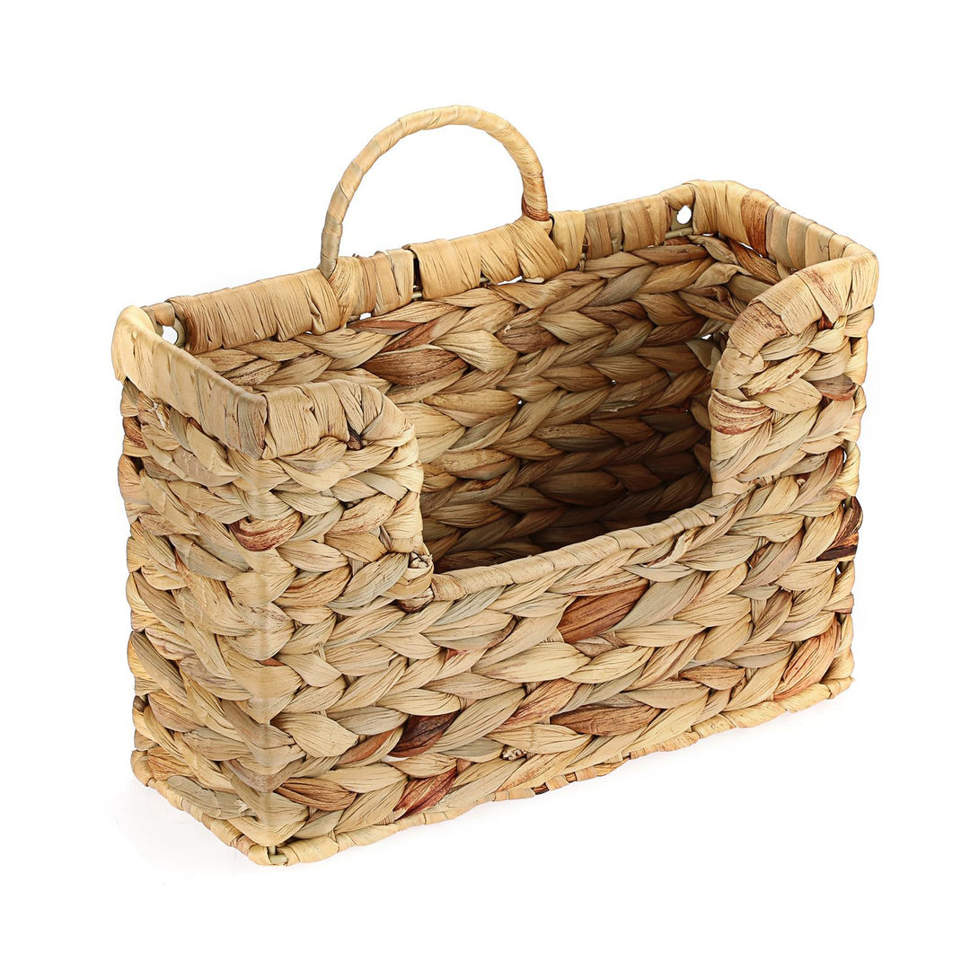 Wandregal Aus Naturbelassenem Holz mit Rattan-Einsätze Karnz