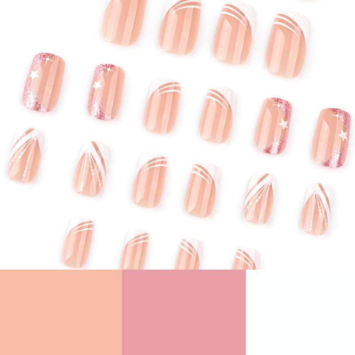 Kunstvolle Nagelverlängerungen mit Glitzer- und Sternendesign Karnz