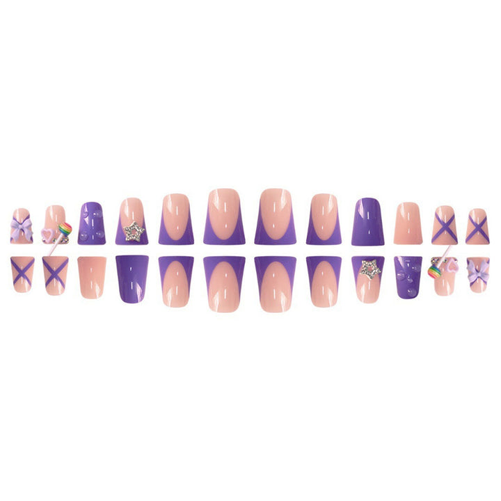Verspieltes Glitzerndes Press-On Nagelkunst-Set Karnz