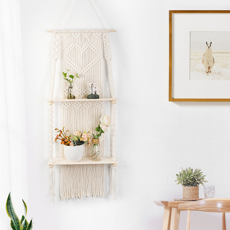 Makramee Regalbrett mit Herzdesign Karnz